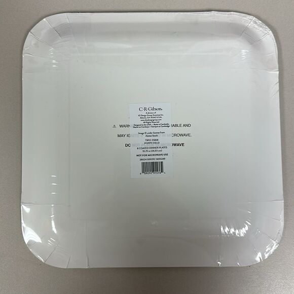 Field Poppy Florals Ivory Set of 8 paper dinner plates and 20 Square Napkins - Picture 3 of 7